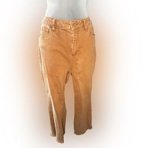 Zenana Women's Tan Raw Hem Crop Jeans Size L